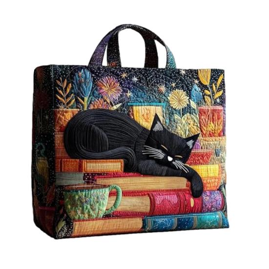 Gesteppte Tragetasche Retro-Print Stoff Pendler-Tote Vintage Leicht Faltbare Handtasche für Damen Tägliche Nutzung Reise Einkaufen