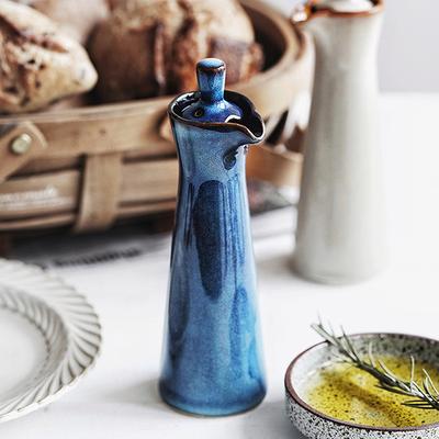 Japanese Style Ceramic Oil Can Household Soy Sauce Vinegar Oil Bottle Olive Oil Seasoning Storage Container Kitchen Accessories