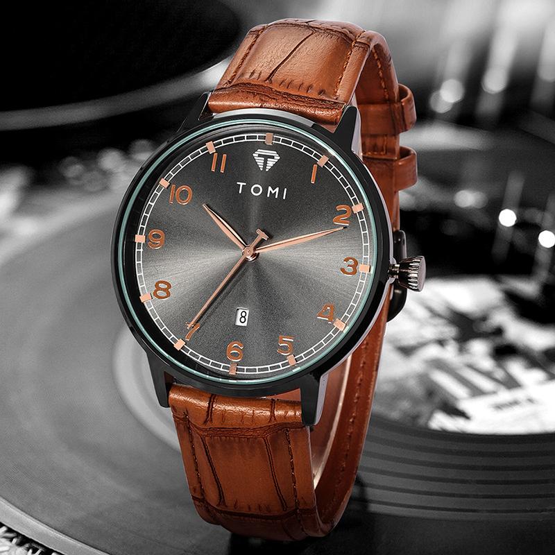Men's Minimalist Fashion Watch Circular Dial Calendar Men's and Women's Casual Quartz Watch Clock Gift