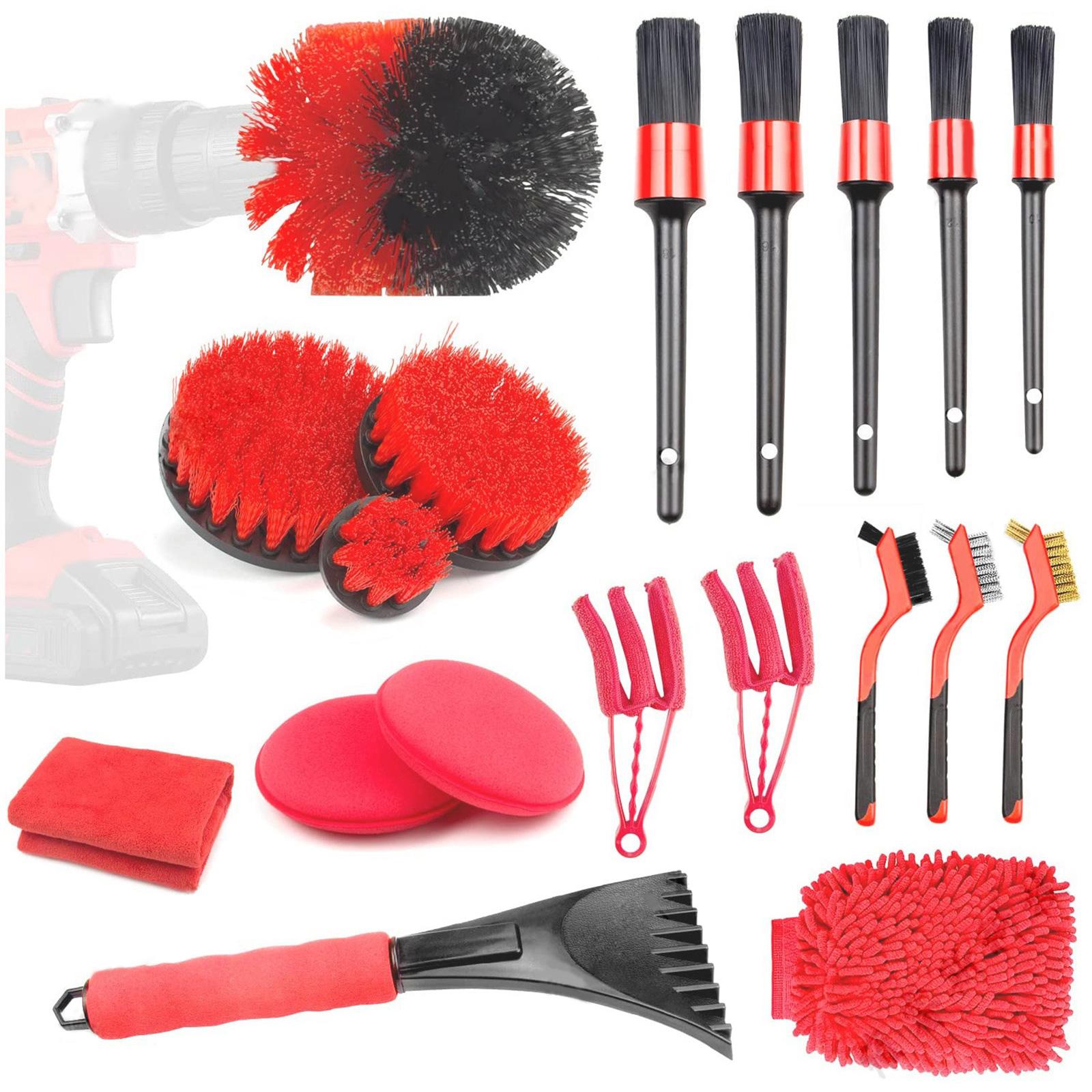 

19 шт. набор для чистки колесных шин и покрышек автомобиля, легкодоступное колесо для щетки для чистки обода, щетки для чистки с короткой ручкой