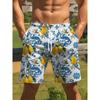 Hawaiianische Shorts Herren 3D Zitronenprint Strandstil Dünn Urlaubsstil