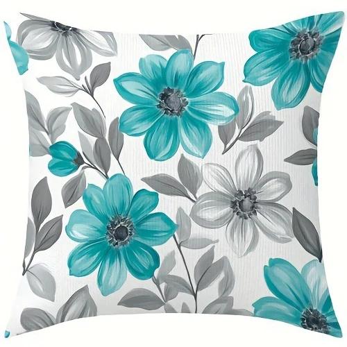 Blue and white decorative pillowcase, ultra-soft polyester material living room sofa backrest car pillowcase home decoration
