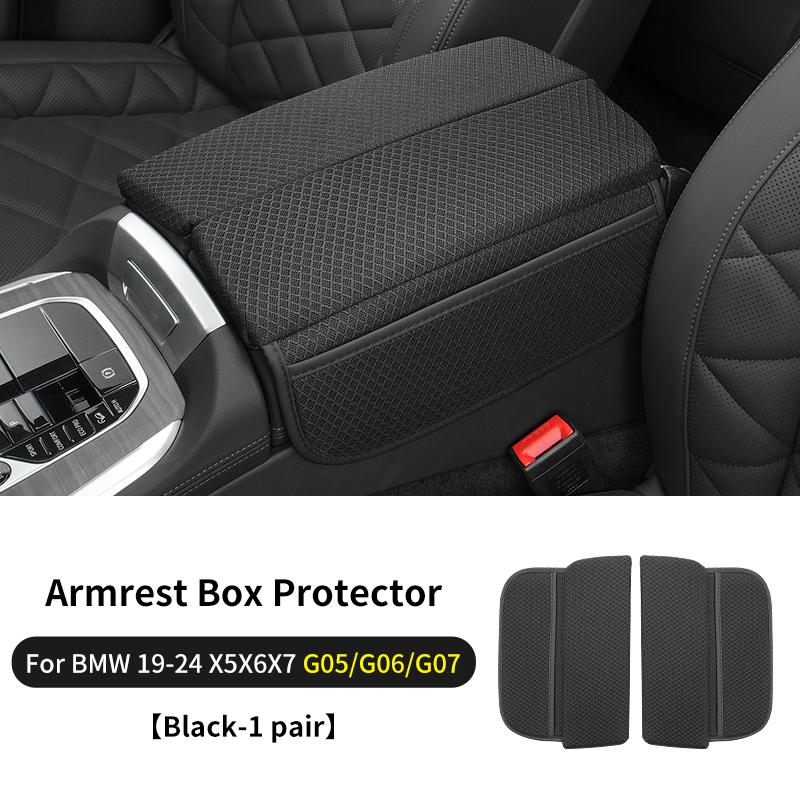 Ice Silk Car Armrest Box Cover Cushion For BMW X5 X6 X7 G05 G06 G07 -2024 Center Console Armrest Protector Pad Accessories