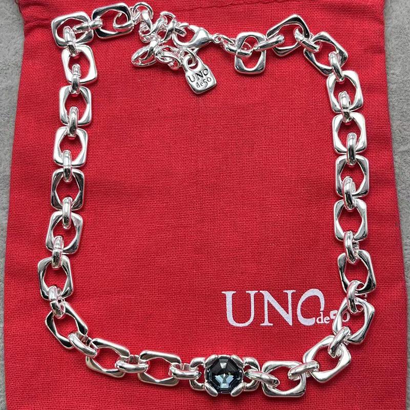 UNOde50 2024 European Women s Charming Gemstone Necklace - High-Quality Romantic Jewelry Gift 38+6 cm