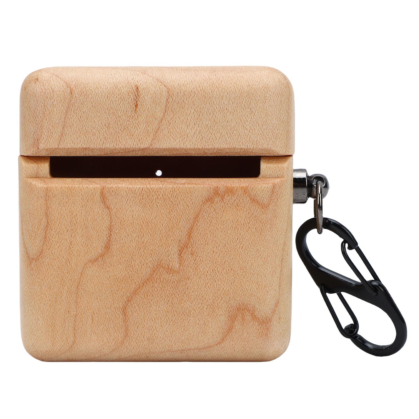 

Wooden Earbuds Protective Case Cover Hand Polished Earbuds Charging Case Cover Anti Drop Walnut