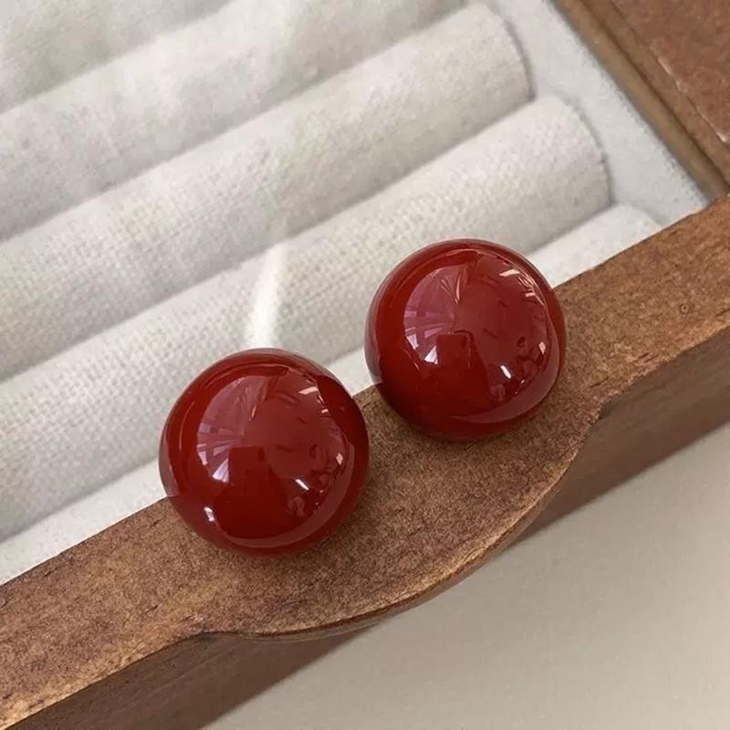 French Large Half Round Imitation Pearl Earrings For Women Minimalist Stud Earring Light Luxury Vintage Wedding Jewelry