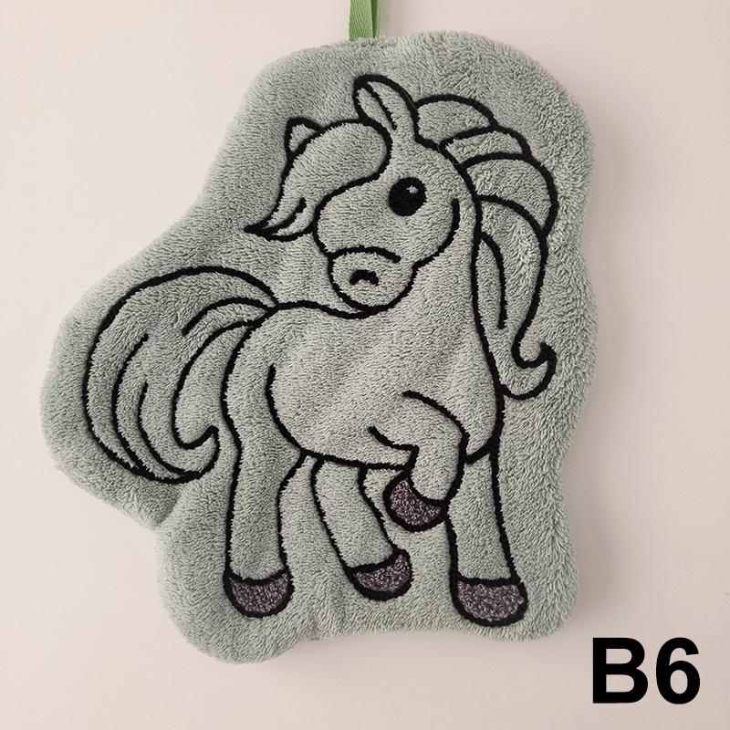 Cartoon Cute Pony Hand Towel Coral Fleece Home Kitchen Wipes Horse Thickened Hanging Absorbent Towels For Bathroom Home Decor
