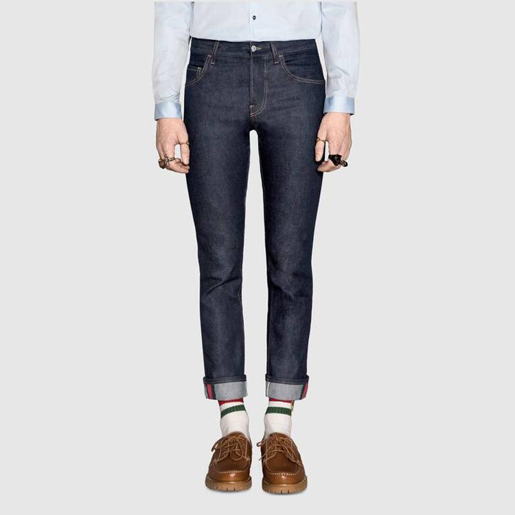 GUCCI Jeans Men's Dark Blue Moderate Slim Fit Pants 430368-XR188-4393