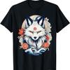 White Kitsune Fox Japan Fox Spirit Cherry Blossoms T-Shirt