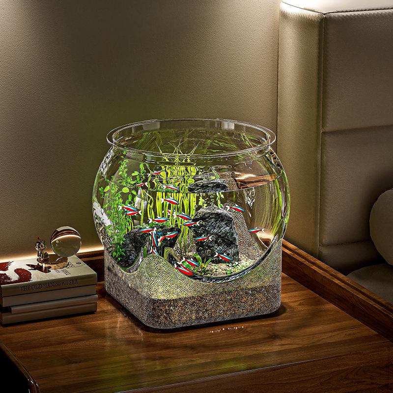 Transparent PET Material Wear-Resistant Desktop Hydroponic Goldfish Tank - Durable and Varied Styles