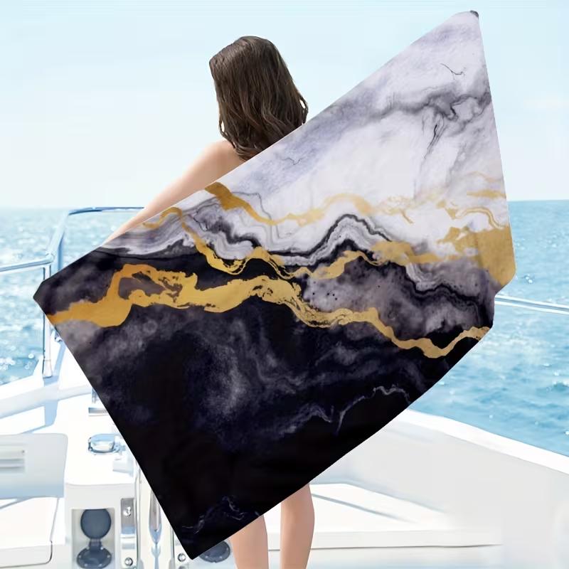 Abstract Ripple Ultra-fine Fiber Beach Towel Fast Drying Super Absorbent Swimming Bathing Traveling Picnicking Outdoor Towel