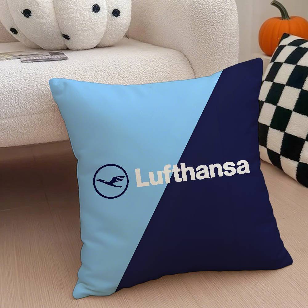 Flight Commemoration L-Lufthansa-T Airlines Pillow Case Comfort Sofa Bed Silky Elegant Invisible Zipper Decorative Cushion Cover