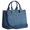 Coach Cargo 20 Calligraphy Logo Embroidered Denim Tote Shopping Bag Crossbody Shoulder Handbag Small Women Tote Indigo CZ100-B4IN