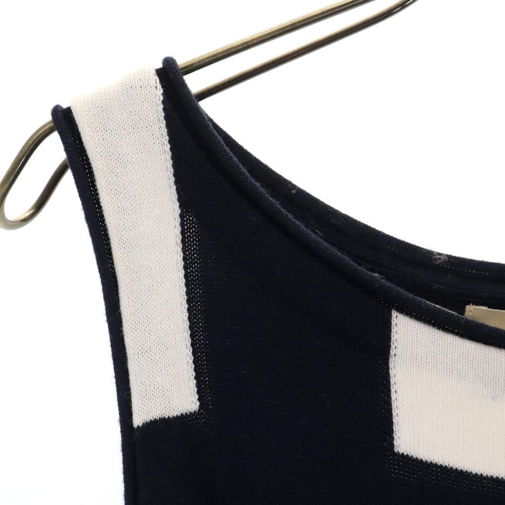 UNTITLED Check No Sleeve Knee-length Dress 2 White System Knit Women Used