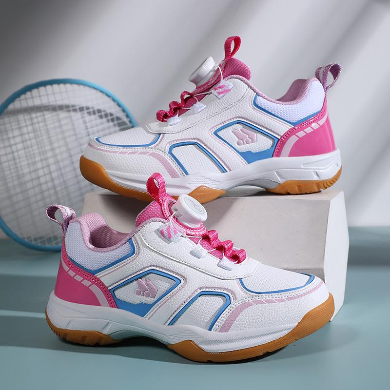 Girls tennis shoes non-slip children's sports shoes leather surface breathable lightweight youth training shoes boys badminton shoes