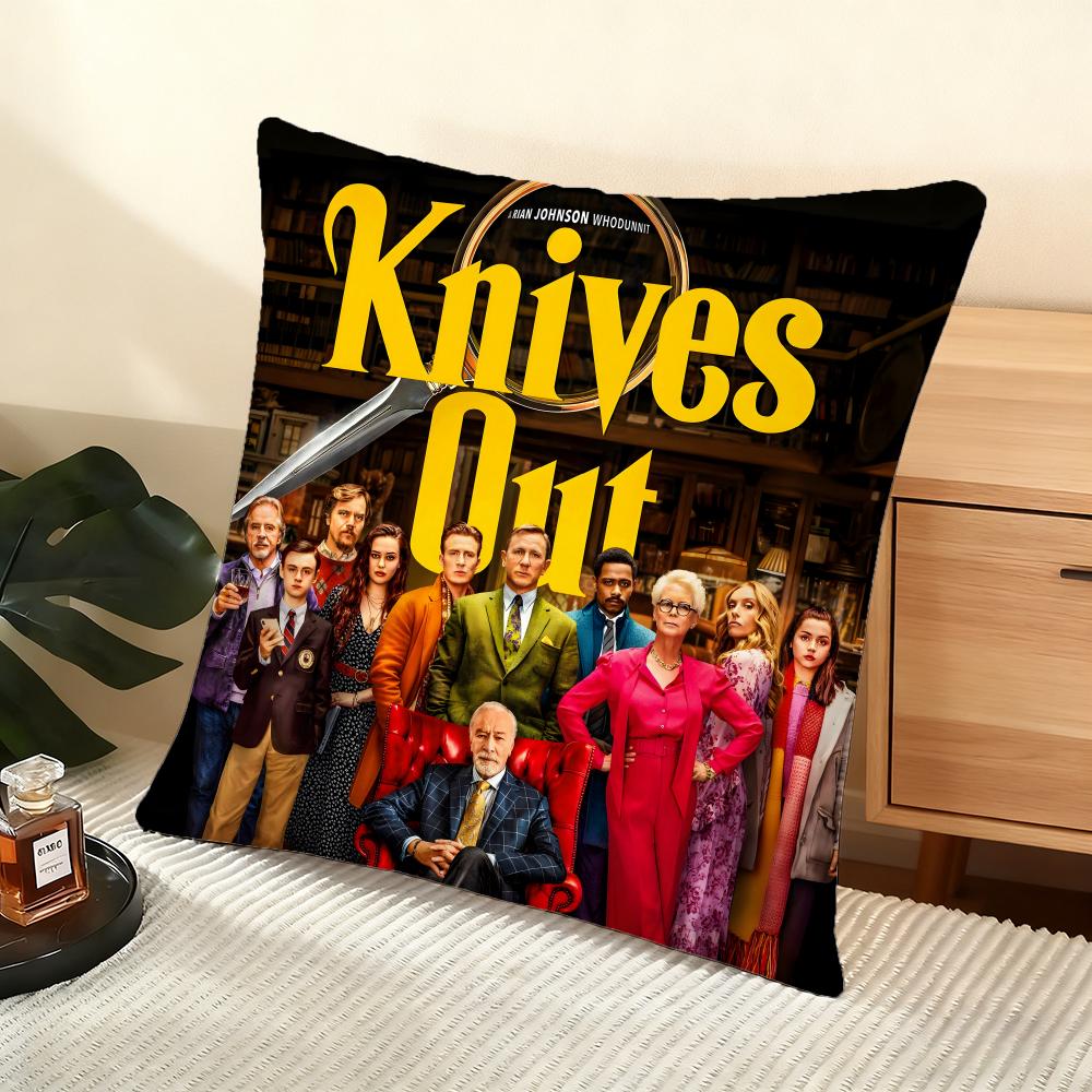 Kissenhülle seidiger kurzer Plüsch für Sofakissen zu Hause - Verdeckter Reißverschluss Heimdekoration Knives Out Film