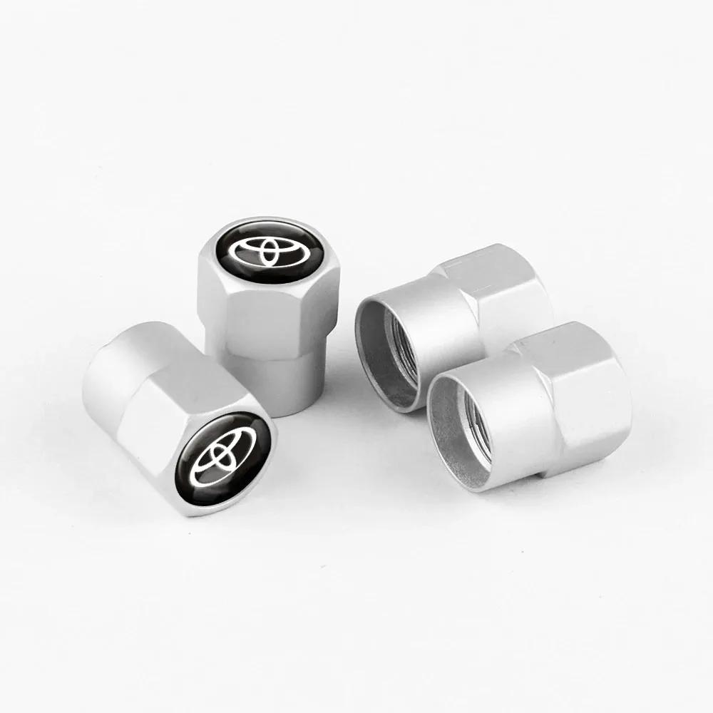 

4Pcs Car Logo Badge Wheel Tire Valve Caps Air Stem Tyre Plug Accessories For Toyota GR Corolla Aygo Prius Yaris RAV4 Crown Camry
