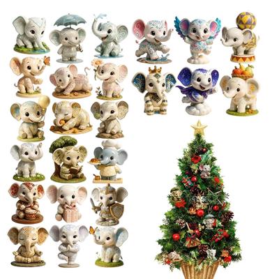 2D Acrylic Elephant Advent Calendar 24-day Christmas Advent Calendar Animal-themed Pendant Decoration Sets for Elephant Lovers