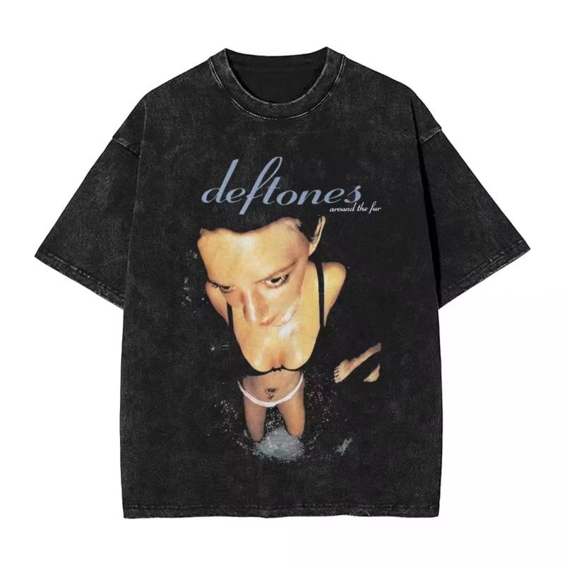 Hip Hop Deftones Unisex Women Plus Size Summer Washed T Shirt Vintage Print Tshirt Fashion Design Tee Streetwear Unisex Top Tee