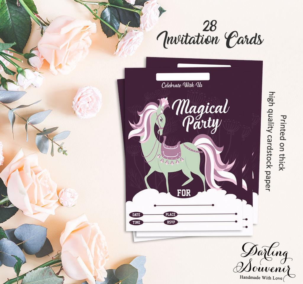 Darling Souvenir Purple Birthday Invitation Card Printable Fill or Write In Blank Invites Party Supplies Pack Of 28 5 X 7