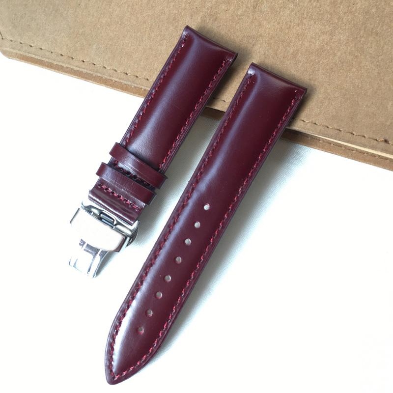 

MERJUST Handmade 22MM Cordovan Horween Genuine Leather Red Black Green Band Watch Bands For Pilot Wacth Strap Belt 22mm червоний