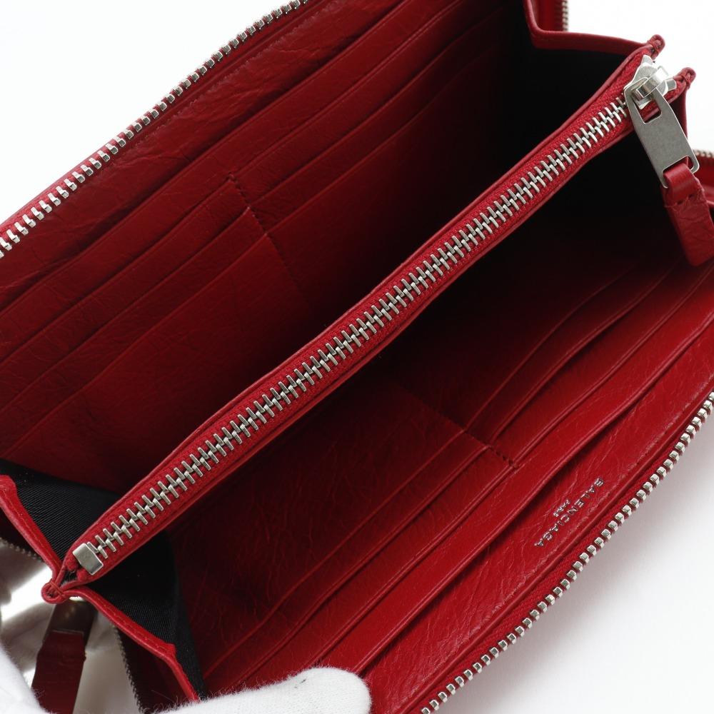BALENCIAGA Zip Around Purse 541996 Red Calfskin Women Used