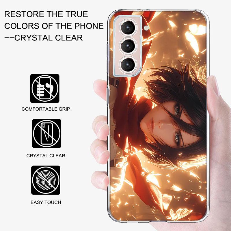 Character MIKASA Phone Case For Samsung Galaxy S25 Edge S24 S23 FE S21 S20 S10 Plus S22 S26 Ultra Cover Clear Cases TPU Capa She