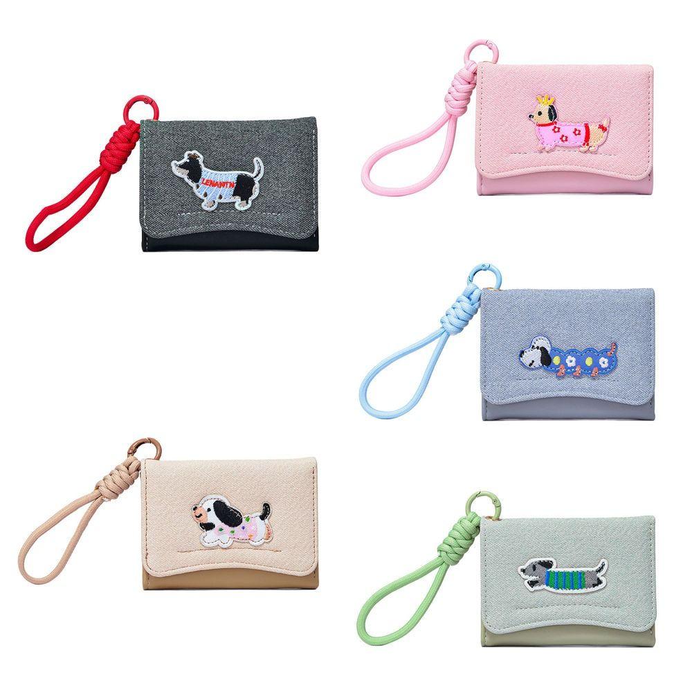 Embroidery Folding Purse Korean Style Card Holder Fashion Cute Puppy Short Wallet Girls