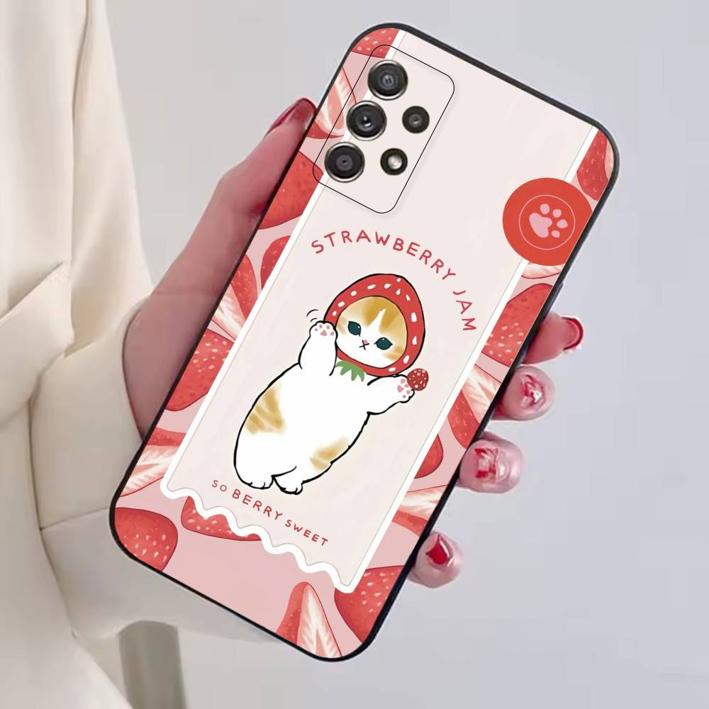 M-Mofusand Cat Cute Cartoon Phone Case For Samsung S25,S24,S21,S22,S23,S30,Ultra,S20,Plus,Fe,Soft Silicone Black Cover