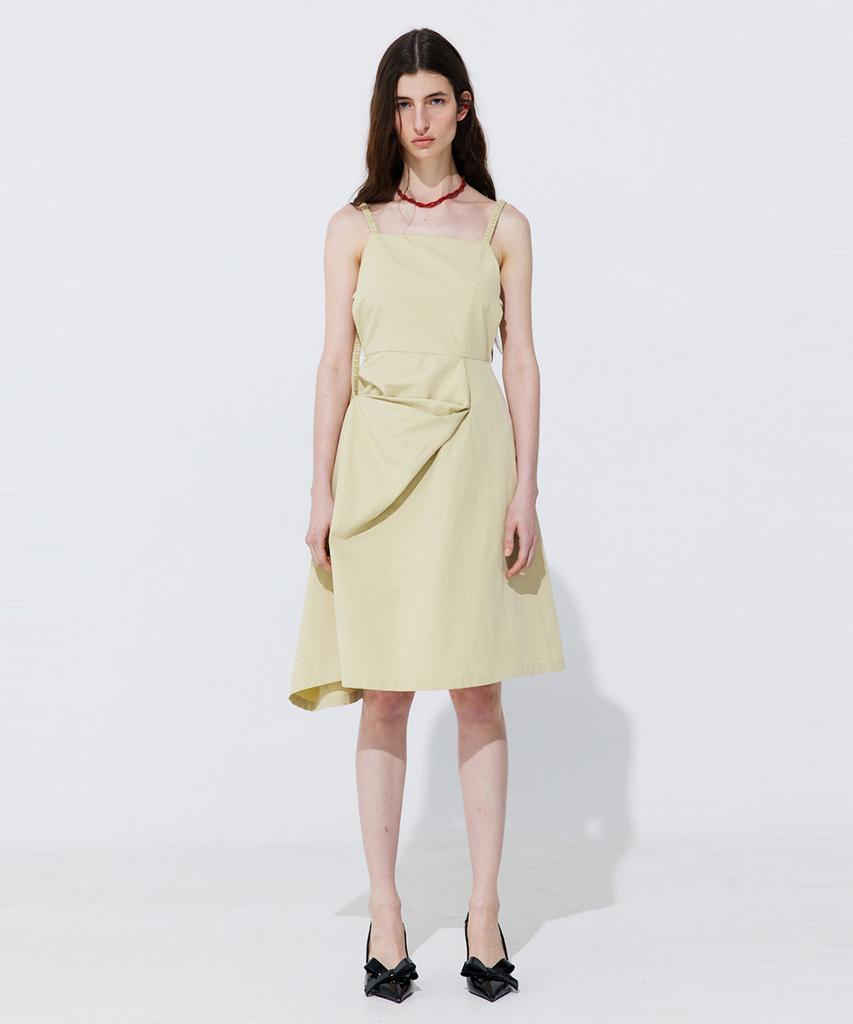 WNDERKAMMER Shirring Back Line Layered Dress_Olive