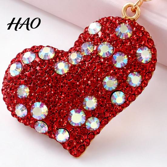 Sparkling Key Ring Rhinestone Love Heart Keychain , Zinc Alloy Car Pendant Ring, Handbags Backpacks Purse Charm Accessory, Gift for Women Decorative