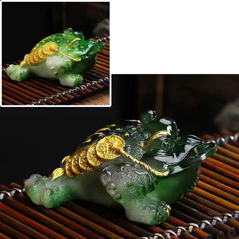 1Pcs Chinese Resin Discolored Tea Pet Lucky Cute Golden Toad Ornaments Desktop Handmade Crafts Home Tea Set Decoration