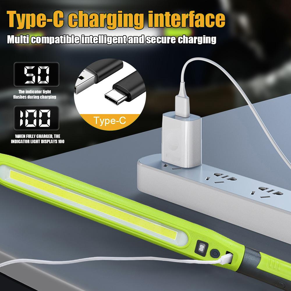 High Lumen Rechargeable LED Work Light for Car Emergency Repair Powerful Magnetic Flashlight with Hooks and Magnetic Base