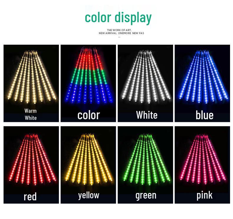 LED Meteor Shower Solar String Lights - Waterproof Outdoor Holiday Tree Decoration