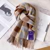 Fresh and advanced light pink blue scarf 100 pure wool women's autumn and winter cashmere scarf