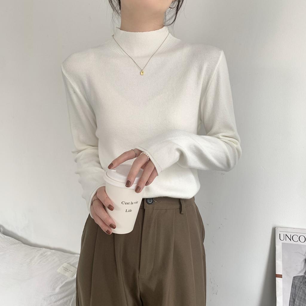 Basic Small Stand-up Collar Stacked Sweater Women's Autumn and Winter New Simple Casual Inner Bottoming Shirt Versatile Knitted Top