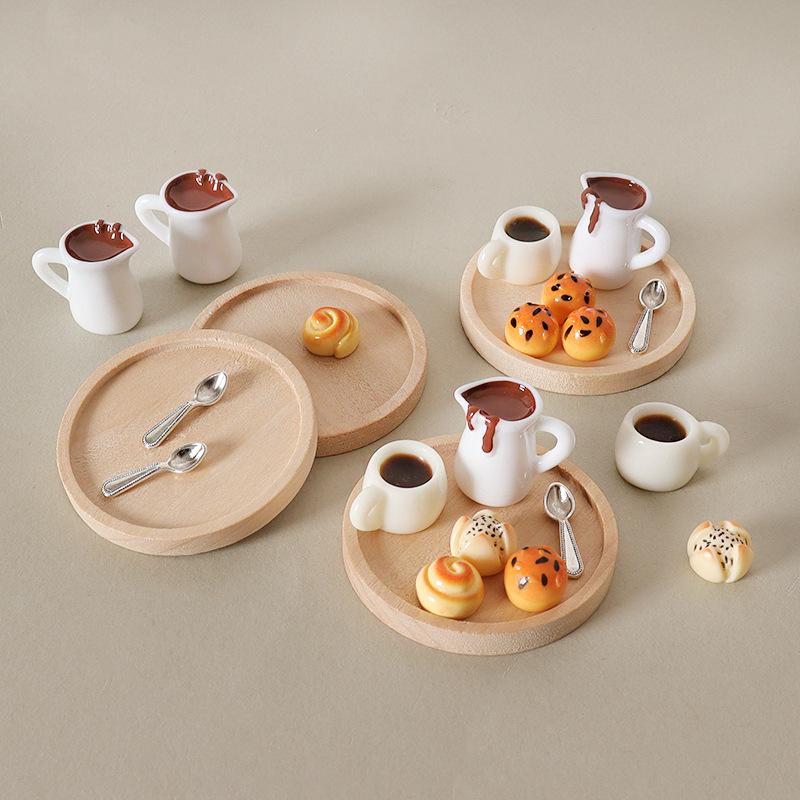 Handmade Mini Dollhouse Pastry Coffee Cup & Spoon Decoration Set