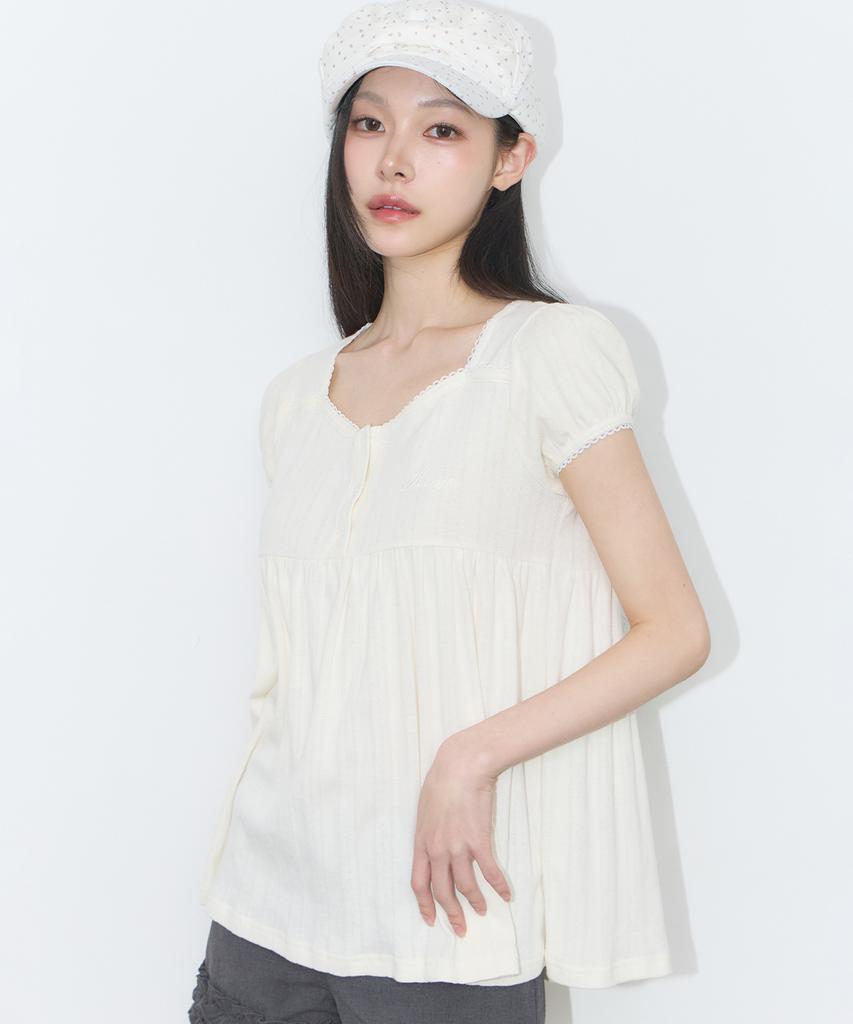 ILLIGO Flare Shirred Top Cream