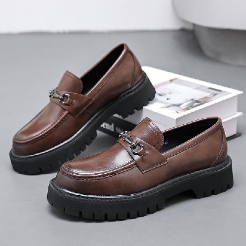 2 young and young big-headed shoes, one pedal, small thick-soled heightening leather shoes, men's shoes across