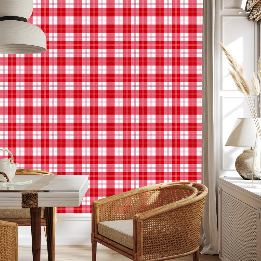 Red Checkered Wallpaper Coral and Red for Living Room and Bedroom 50x1000