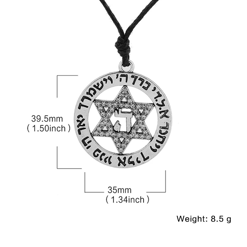 Jeshayuan Star Of David Pendant Necklace With Rhinestone Stainless Steel Hebrew Letter Je Talisman Jewelry Necklace