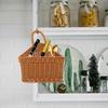 Hanging Fruit Baskets for Kitchen,Cabilock Boho Hanging Basket with Handle,Handwoven Vegetable Storage Hanging Holder Teardrop Home Produce Basket