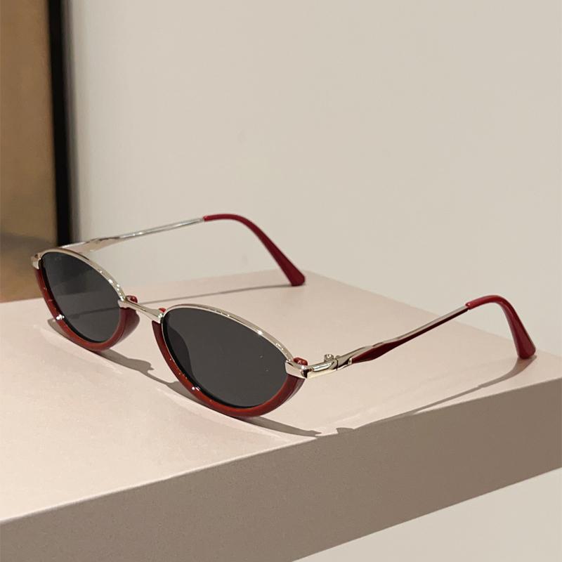 Oval Vintage Sunglasses Women Stylish Gradient Multi-color Casual Decor Shades  New Trendy Brand Design Sun Glasses