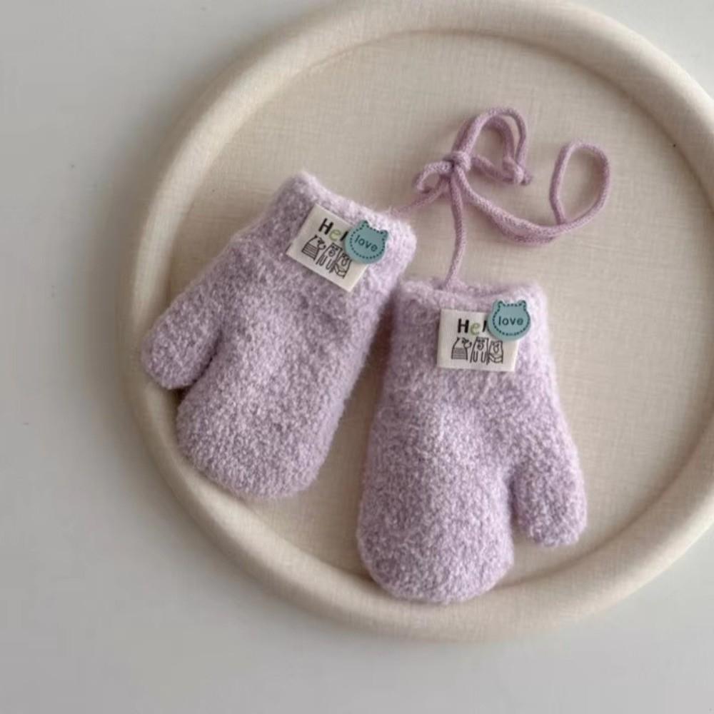 0-3Y Baby Baby Plush Gloves Thick Plush Full Finger Gloves New Warm Snow Gloves  Autumn Winter