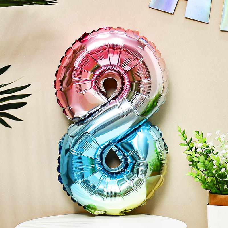 16-Inch Colorful Rainbow Gradient Aluminum Balloon for Kids' Birthday Decoration, Ages 1-5