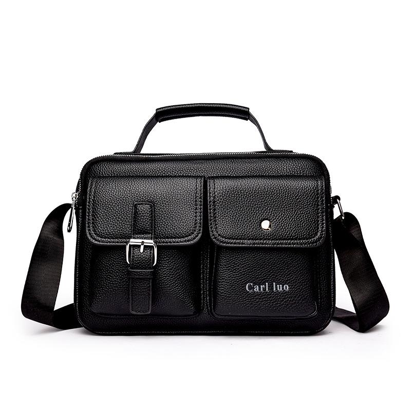 

Мужской многофункциональный портфель большой вместимости и ретро-сумка через плечо в корейском стиле чёрный