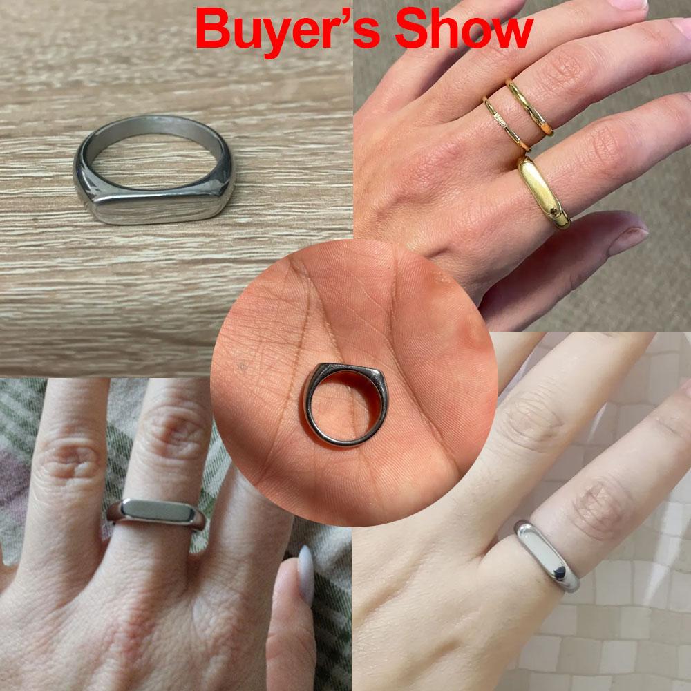 COOLTIME Stainless Steel Signet Rings for Women Men Minimalist Trend 5MM Wide Wedding Couple Ring Jewelry Gift Hot