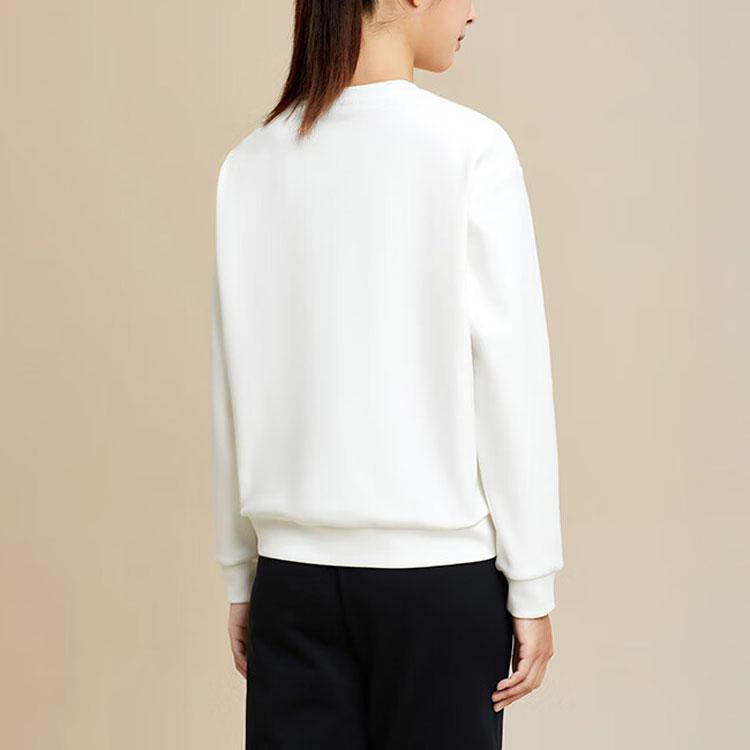 Anta Training Series Letter Round Neck Pullover Sweatshirt Women sweatshirt Paper-White 162347720-1