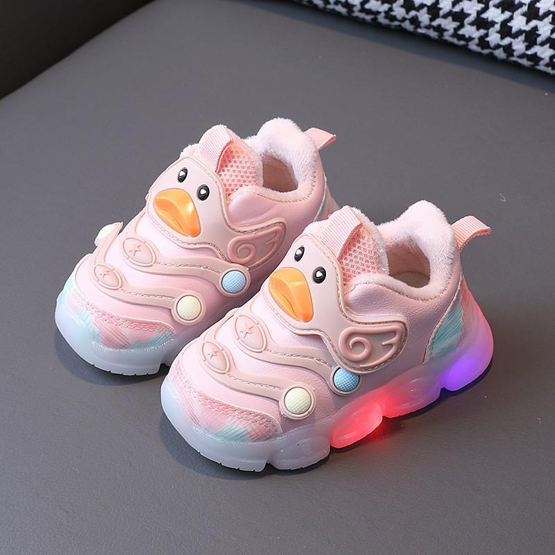 Baby Light-Up Sneakers Toddlers Soft Sole Breathable Mesh Walking Shoes With Cartoon Design