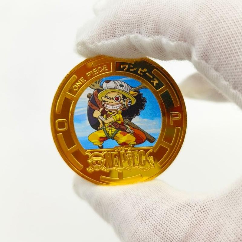 One Piece Anime Series Creative Commemorative Medal, Cartoon Anime Peripheral Figure, Painted Collectible Coin, Toy Coin, Gift